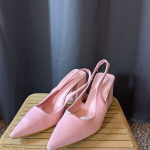 SHEIN Pink Slingback Block Heels
